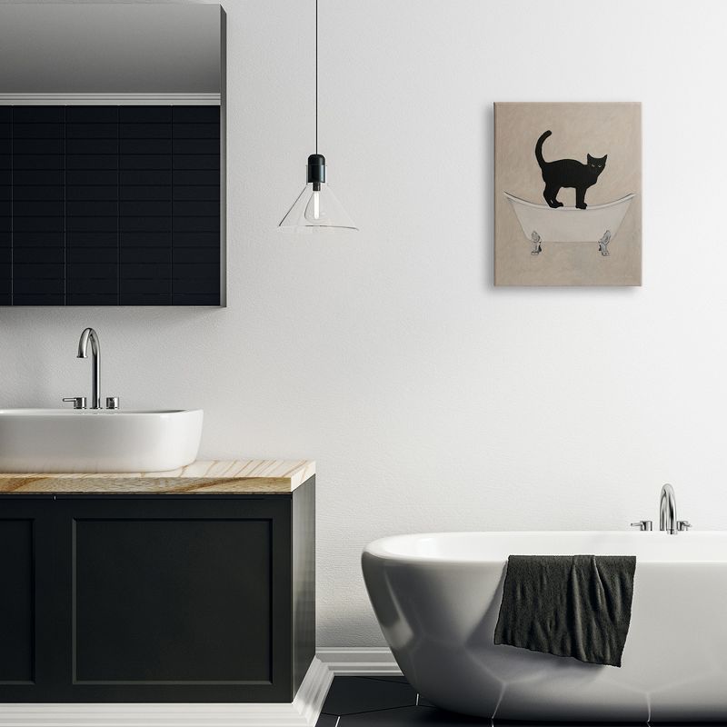 Stupell Industries Black Cat Simple Claw Foot Bathtub Bathroom Painting Canvas Wall Art, 3 of 6