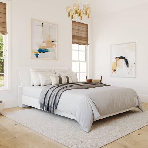 Paris Platform Bed with Headboard White - Nexera - image 1 of 4