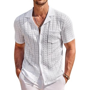 COOFANDY Button Down Shirt Polo Shirts Short Sleeve - 1 of 4