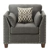 Eucalyptus and Plywood Accent Chair with Flared Arms, Nailhead Trim and 3 Accent Pillows for Living Room - 2 of 4