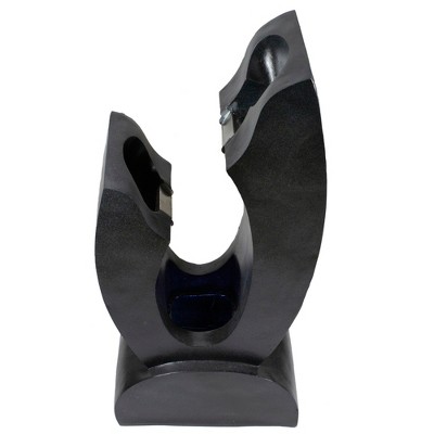 Black Resin Lighted Outdoor Garden Water Fountain, 31.5"