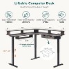SinCiDo 60" L-Shaped Electric Standing Desk, Height Adjustable Corner Gaming Desk w/ Power Outlets, LED Lighting & 2 Drawers - 2 of 4