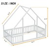 CAVINAS Twin Size Wood Montessori Bed with Guardrails and Slats,Modern Tent-Shaped Floor Bed Frame with Door,Toddler Bed for Bedroom - 3 of 4