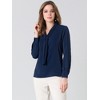 INSPIRE CHIC Women's Long Sleeve Pleated Tie Neck Office Blouses - 4 of 4