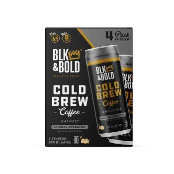 BLK & Bold Smoove Operator Unsweet Cold Brew Coffee Cans - 4pk/8 fl oz