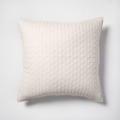 Euro Cashmere Blend Quilted Pillow Sham Natural - Casaluna™