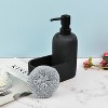 Trio Essentials Marble Kitchen Soap Dispenser Sponge Holder w/ Sponge, Dark Grey - 3 of 3