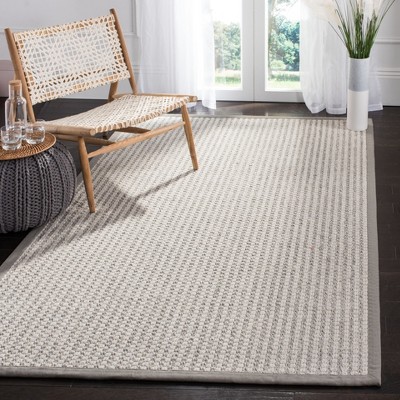 Ivory and Silver Hand-Knotted Wool Area Rug, 5' x 8'