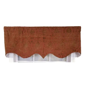 RLF Home 3" Rod Pocket High Quality Fabric Kamau Garnet Regal Valance for Windows 50" x 17" Garnet - 1 of 4
