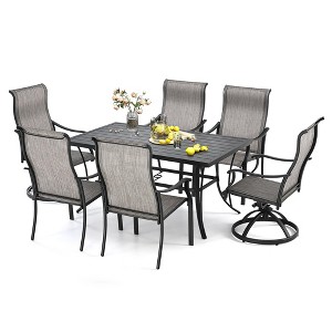 HAPPATIO 7 Piece Patio Dining Set,Outdoor Dining Set,2 Swivel Dining Chairs,4 Leg Dining Chairs,Textilene Furniture Set for Patio,Yard,Pool - 1 of 4