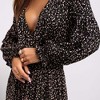 Coolmee Women's Maxi Dresses Wrap Deep V Neck Long Sleeve Floral Print Casual Dresses Slit Elastic Waist A Line Flowy Maxi Dresses M Black - 3 of 4