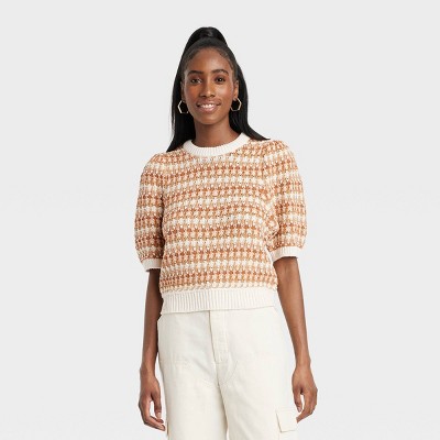 Women's Puff Elbow Sleeve Crewneck Pullover Sweater - Universal Thread™