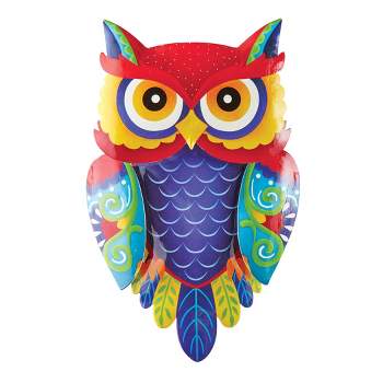 Collections Etc Hanging Colorful Owl Metal Wall Sculpture Decor 6.63" x 1.12" x 10.75" Purple