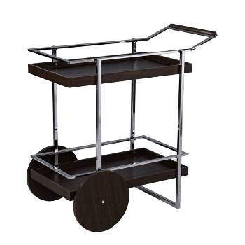 Oneots Rolling Bar Cart Brown/Chrome - Aiden Lane