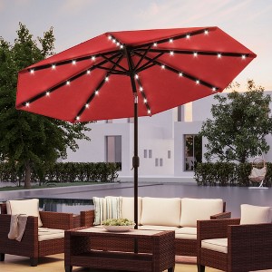 Sonkuki Patio 10FT LED Market Umbrellas With Solar Lights, Table Umbrella for Patio and Outdoor With Tilt Button for Deck and Pool - 1 of 4