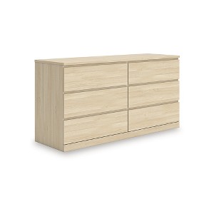 Signature Design by Ashley Modern Onita 6 Drawer Dresser, Natural Brown Wood Finish Dresser with Hardware-Free Design - 1 of 4