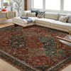 Soft Living Room Rugs 9x12 Extra Large Area Rug Vintage Boho Machine Washable Rug Floral Distressed Stain Resistant Floor Cover Non Slip Thin Carpet - 2 of 4
