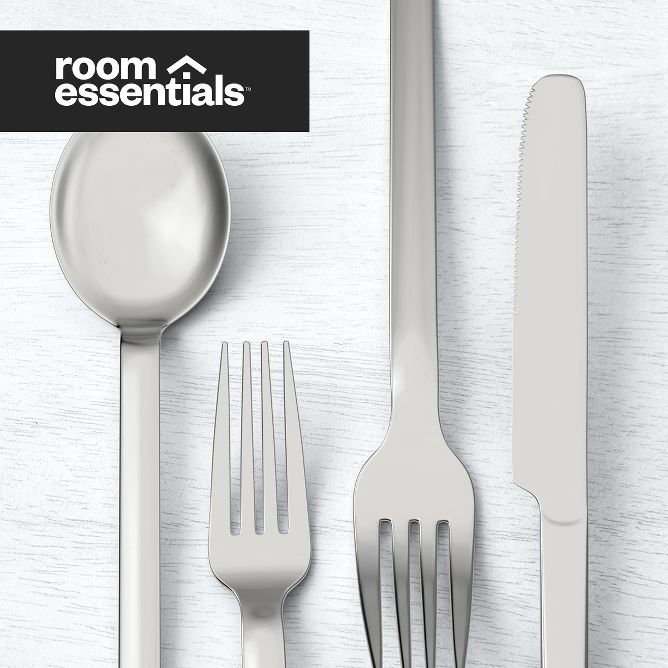 Hudson Essentials Hammered 18/10 Stainless Steel Flatware Silverware S