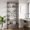 Bookshelf with Drawers 81.29" Tall Bookcase 5 Tier Vintage Bookshelves Metal Frame Shelf - 4 of 4