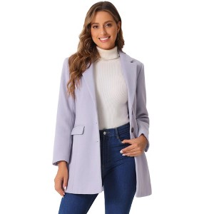 INSPIRE CHIC Women's Notched Lapel Single Breasted Outwear Fall coat - 1 of 4