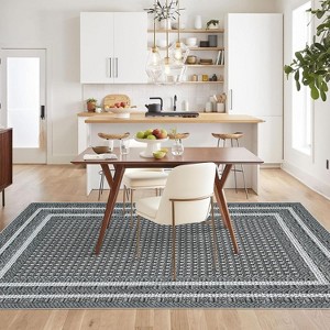 Washable Braided Printed Area Rug, Non Slip Low Pile Foldable Carpet, Soft Thin Stain Resistant Mat for Living Room Bedroom Kitchen - 1 of 4