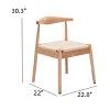 FONTOI Woven Accent Stools Set of 2, Armchair Upholstered Chair with Wood Legs for Kitchen Living Room, White, 22"*22.8"*30.3" - 3 of 4