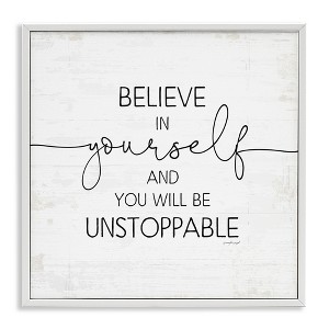 Stupell Industries Believe In Yourself Inspirational Framed Giclee Art, White, 24" x 24" - 1 of 4
