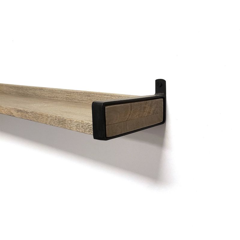 60&#34; Solid Wood Industrial Bracket Ledge Wall Shelf Metal Driftwood - InPlace, 2 of 4