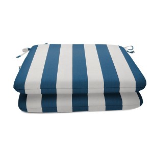 Casual Cushion Stripe Sunbrella Fabric 2-Piece Indoor/Outdoor Seat Pad Cushion - 1 of 4