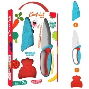 Chefclub Knife Set for Children Stainless Steel Blade, Finger Guard and Blade Protection Included, Ergonomic Handle, Safe Tool Kids Cooking Supply - 1 of 4