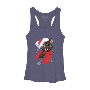 Women's Design By Humans Christmas cat By POLINART Racerback Tank Top - 1 of 3