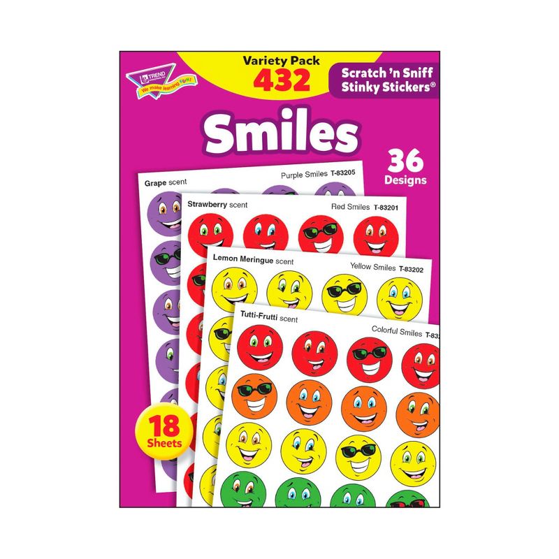 Trend Enterprises Stinky Stickers, Smiles, Variety Pack, 3/4 inch, Pack of 432, 1 of 4