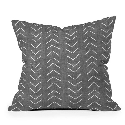 20"x20" Oversize Becky Bailey Mud Cloth Big Arrows Square Throw Pillow Gray - Deny Designs