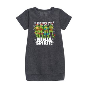 Girls' - Teenage Mutant Ninja Turtles - Get Into The Ninja Spirit Graphic Short Sleeve Fleece Dress - 1 of 3