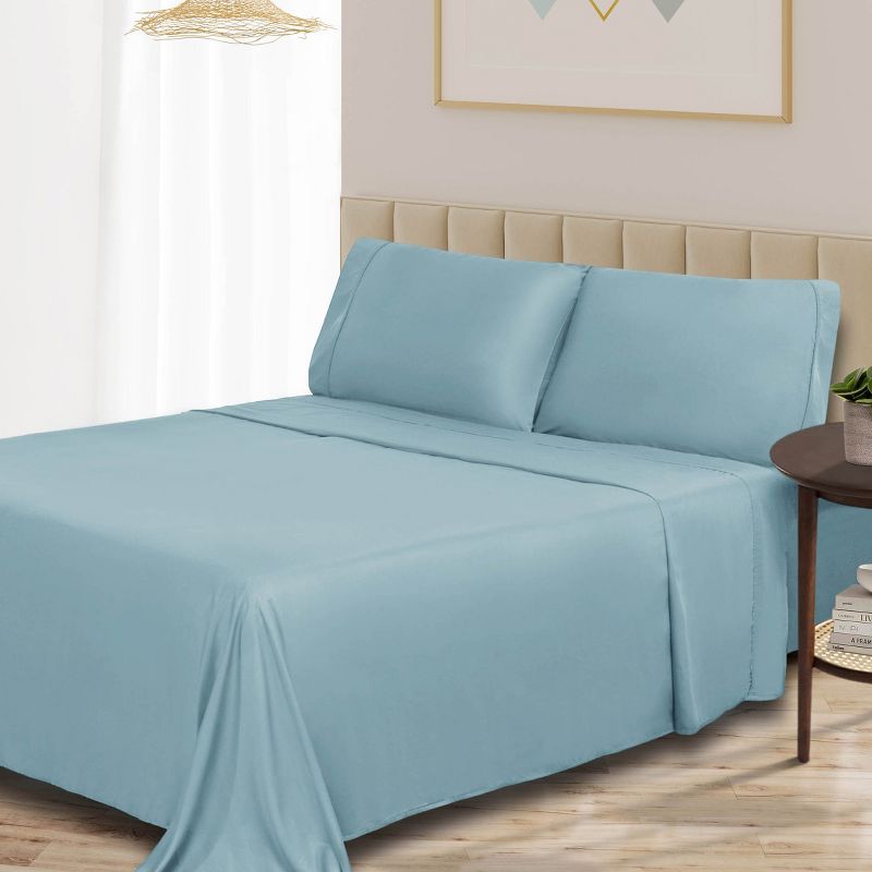 300 Thread Count Rayon From Bamboo Solid Deep Pocket Bed Sheet Set by Blue Nile Mills, 2 of 5