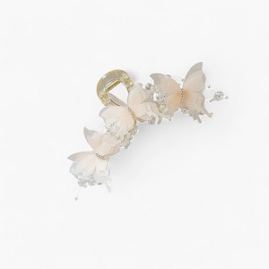 Anna-Kaci Beaded Flower Metal Hair Claw Clip with Curved Design and Textured Accents - 1 of 4