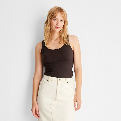 Women's Rib-Knit Tank Top - Future Collective™ with Reese Blutstein Dark  Brown XXS