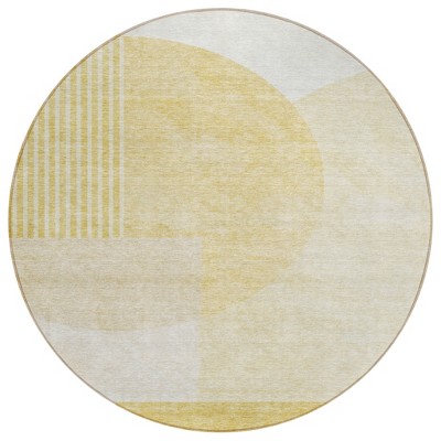 Gold Wheat And Ivory Geometric Washable Indoor Outdoor Area Rug