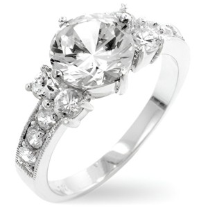 Slickblue Classic Rhodium-Plated Engagement Ring with Cubic Zirconia - 1.6 Carat Jewelry - 1 of 1