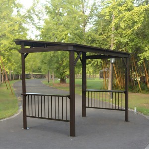 6.5x12 FT Hardtop Grill Gazebo,Galvanized Steel Roof BBQ Canopy With Side Shelves And Hooks-Maison Boucle - 1 of 4