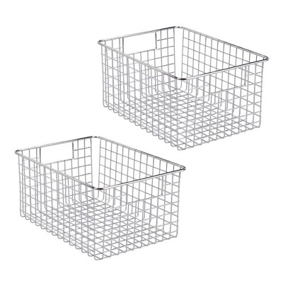 mDesign Metal Wire Storage Basket Bin for Closets, 6" High, 2 Pack