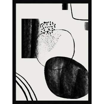19" x 25" Abstract Composition Charcoal by Teju Reval Wood Framed Wall Art Print - Amanti Art