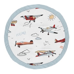 Sweet Jojo Designs Boy Baby Tummy Time Playmat Airplane Red Blue and White - 1 of 4