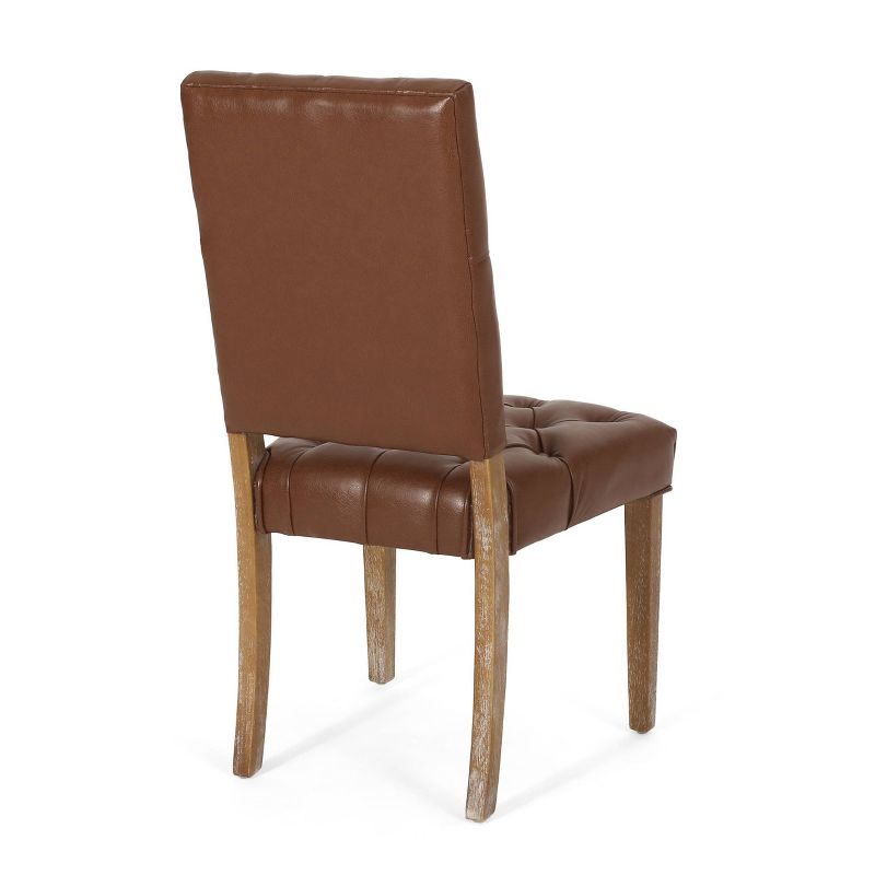 2pk Kessler Contemporary Tufted Dining Chairs Cognac Brown/Natural - Christopher Knight Home, 4 of 12