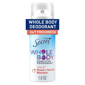 Secret Whole Body Aluminum Free Deodorant Spray - Trial Size - Peach & Vanilla - 1oz - 1 of 4