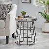 KTMBDW Side Table, Round End Table for Living Room, Bedroom, Nightstand with Steel Frame for Small Spaces, Accent Coffee Table, Black&Gray - 3 of 4