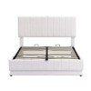 CAVINAS Full-Size Bed with Hydraulic Storage System and LED Light, Modern Platform Bed with Sockets and USB Ports, Upholstered Platform, White - 4 of 4