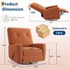 GustoWave Recliner Chair,360° Swivel Rocking Glider Chair for Adults with Adjustable Backrest & Footrest,Cozy Corduroy Upholstered Armchair, Pink - 2 of 4