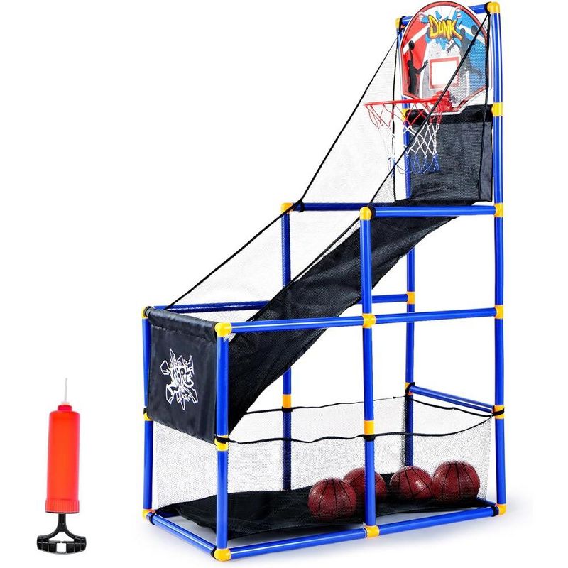 Syncfun Arcade Basketball Game Set with 4 Balls and Hoop for Kids Indoor Outdoor Sport Play - Easy Set Up - Air Pump Included, 1 of 8