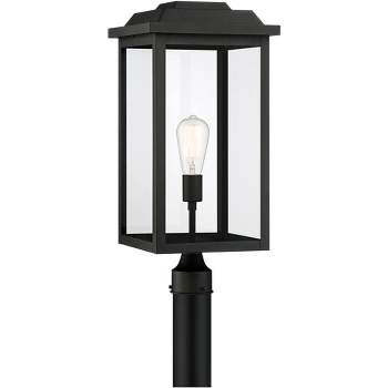 John Timberland Eastcrest Modern Outdoor Post Light Textured Black 22 1/2" Clear Glass Panels for Exterior Barn Deck House Porch Yard Patio Outside